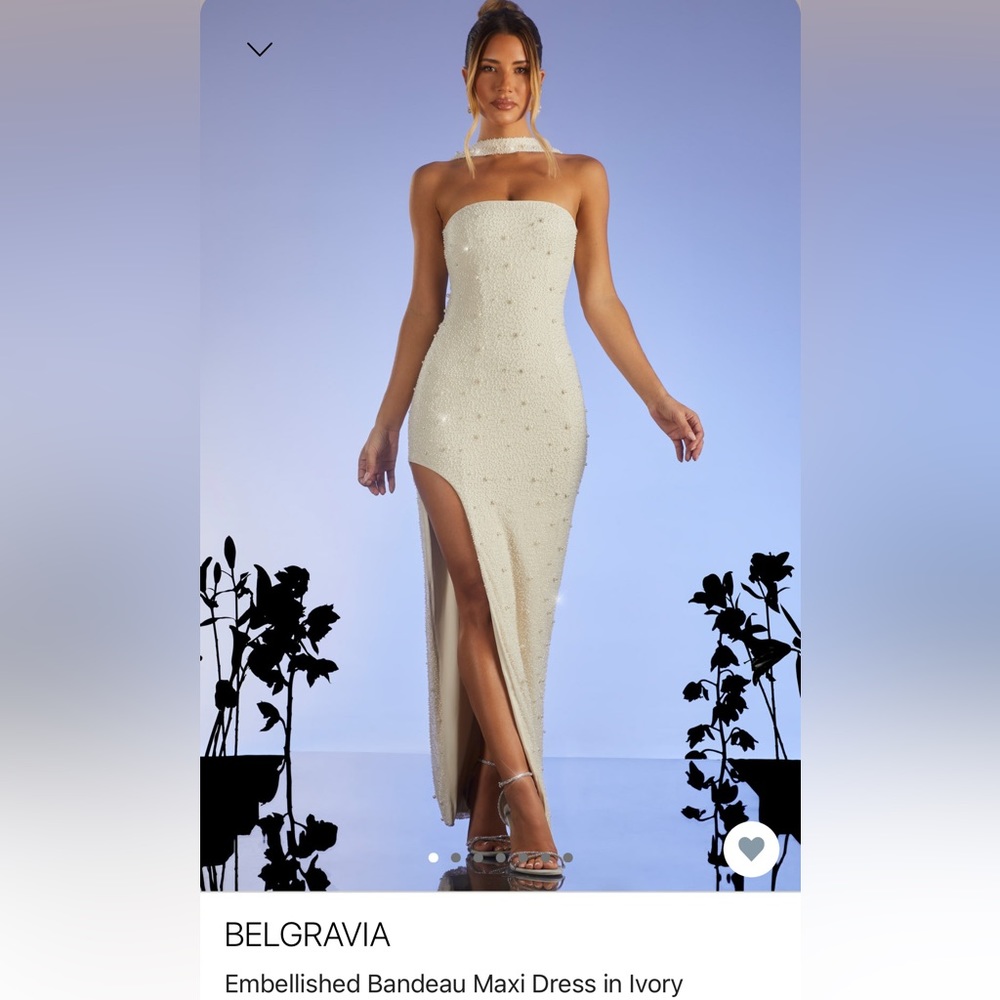 BELGRAVIA
Embellished Bandeau Maxi Dress in Ivory oh polly